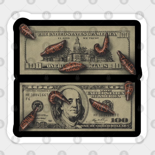 Money Brings Leeches Sticker by Unboxed Mind of J.A.Y LLC 